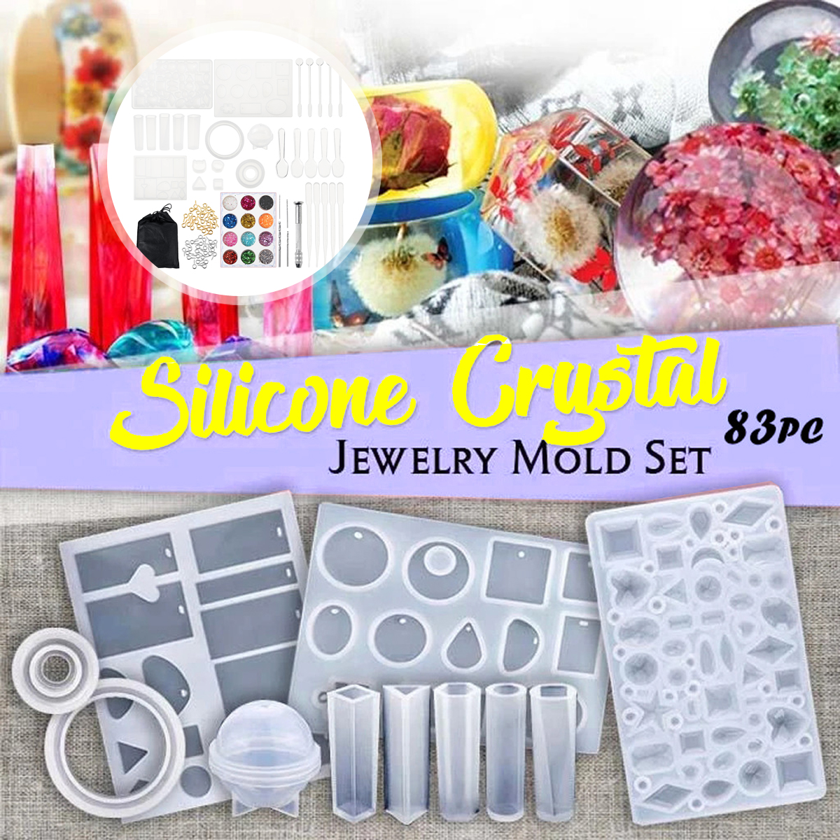 83x-Silicone-Resin-Casting-Mold-Tool-Sets-Kit-DIY-Pendant-Jewelry-Bracelet-Making-1808640-6