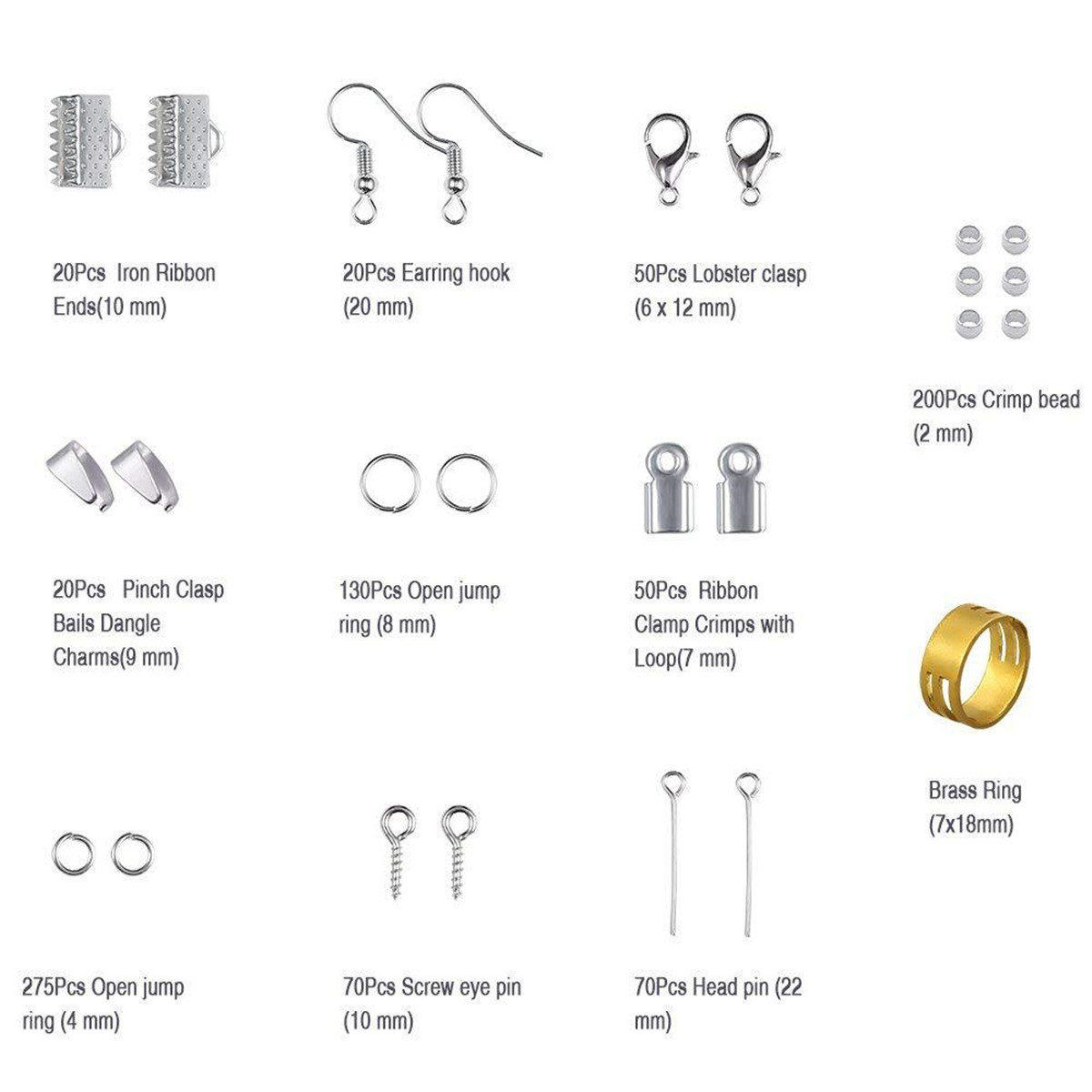 900Pcs-Girls-DIY-Necklace-Metal-Lobster-Clasps-Hooks-Make-Beads-Jewellery-Making-Set-1713674-3