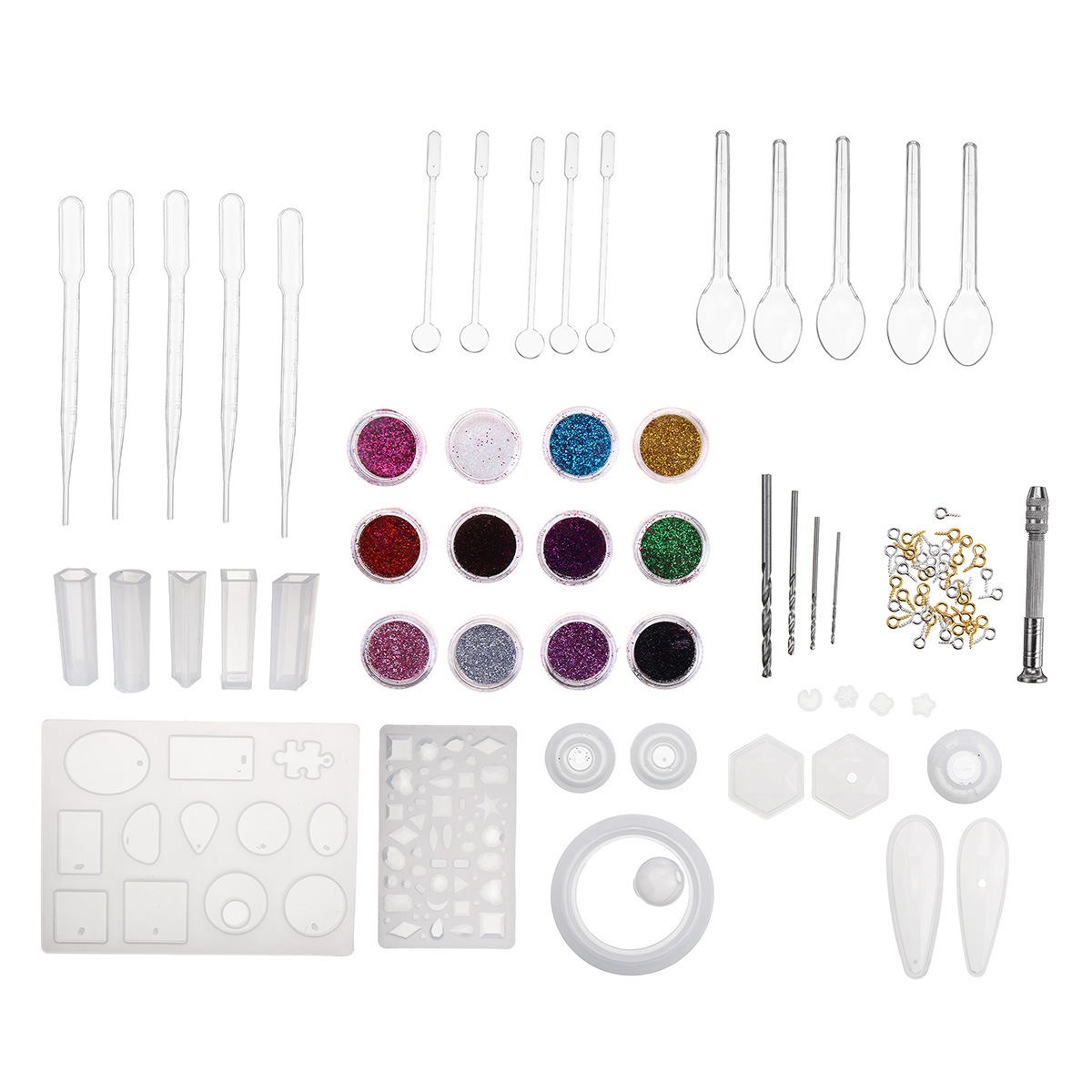 98Pcs-DIY-Silicone-Pendant-Mold-Jewelry-Making-Cube-Resin-Casting-Molds-Craft-Tools-Kit-1517942-1
