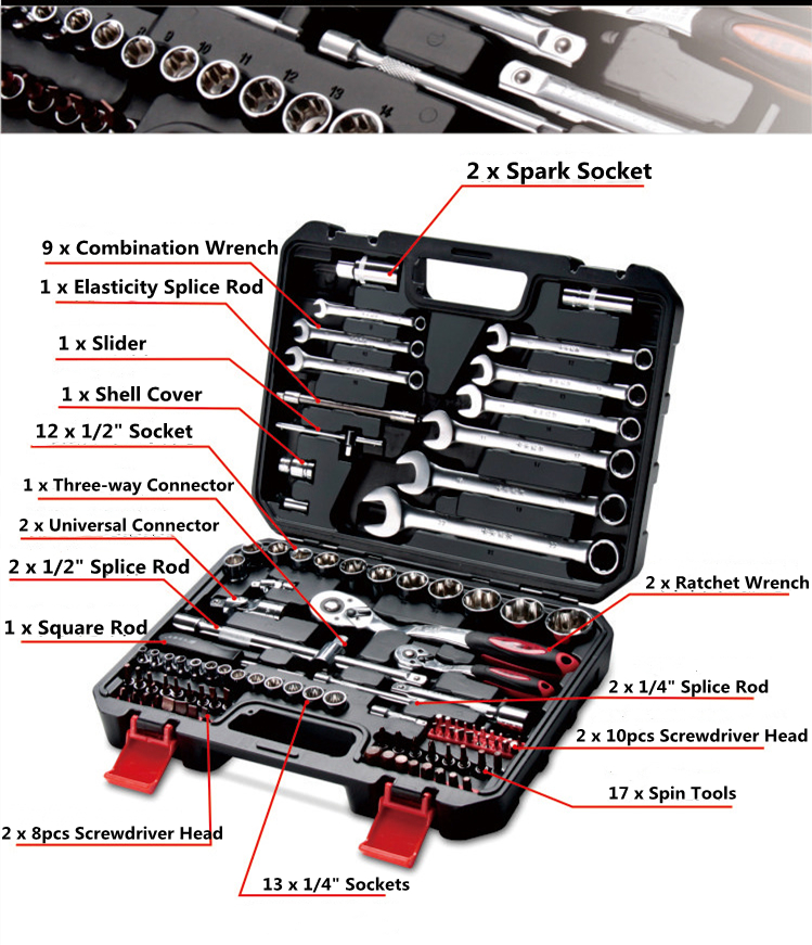 KAFUWELL-SS13103A-103PCS-63MM-125MM-Chrome-Vanadium-Steel-Manual-Dual-use-Wrench-Socket-Bit-Ratchet--1798796-10