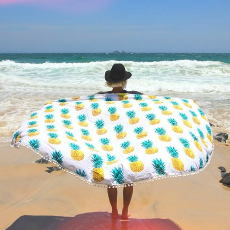 150cm-Donut-Pizza-Pineaaple-Printing-Thin-Dacron-Beach-Towel-Shawl-Bed-Sheet-Tapestry-1067092-1