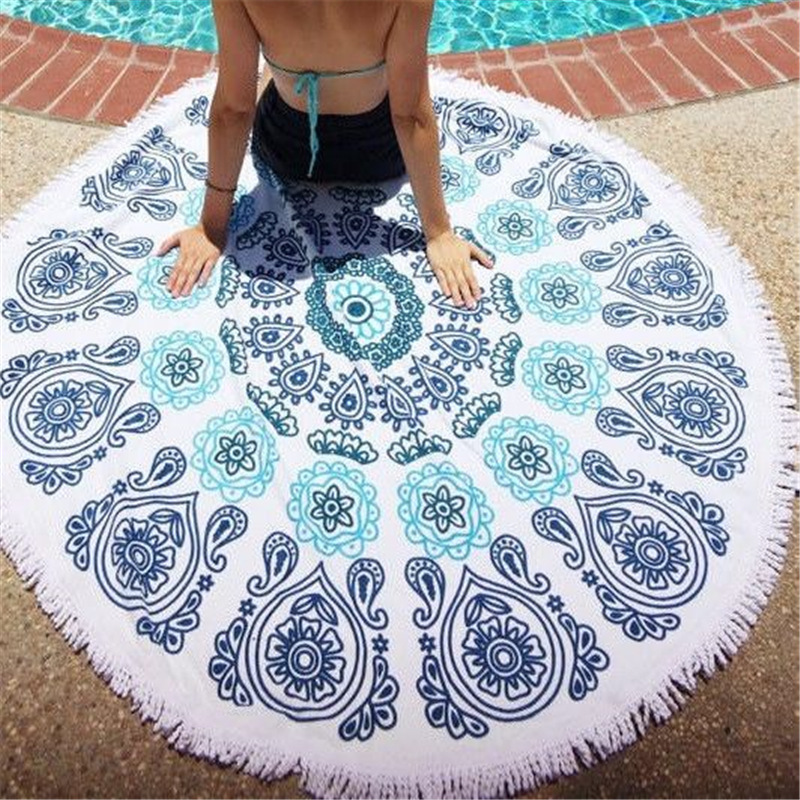 150cm-Pure-Cotton-Cut-Pile-Printing-Round-Beach-Towel-Yoga-Mat-Bed-Sheet-Tapestry-Tablecloth-1073160-2