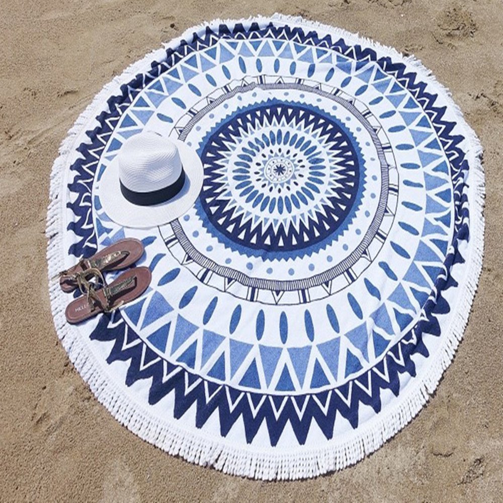 150cm-Pure-Cotton-Cut-Pile-Printing-Round-Beach-Towel-Yoga-Mat-Bed-Sheet-Tapestry-Tablecloth-1073160-3