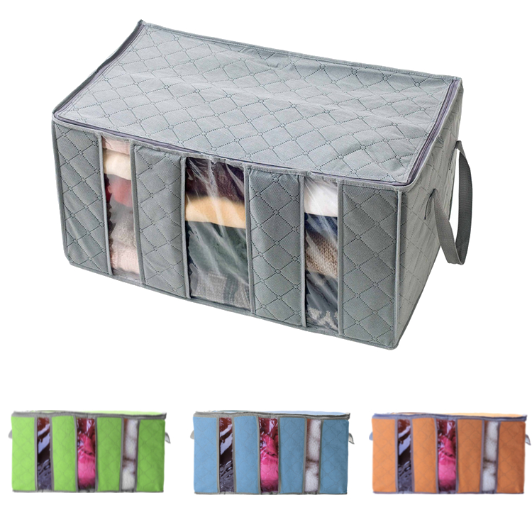 60x35x35cm-Non-Woven-Clothes-Quilt-Storage-Bag-Dustproof--Moisture-Proof-Organizer-Bag-with-Zipper-1197513-1