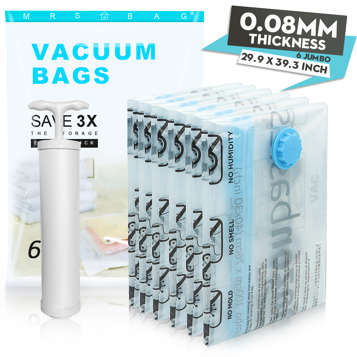 6PC-Vacuum-Bag-Seal-Compressed-Travel-Storage-Bag-Home-Organizer-Foldable-Clothes-Bag-With-Hand-Pump-1627763-2