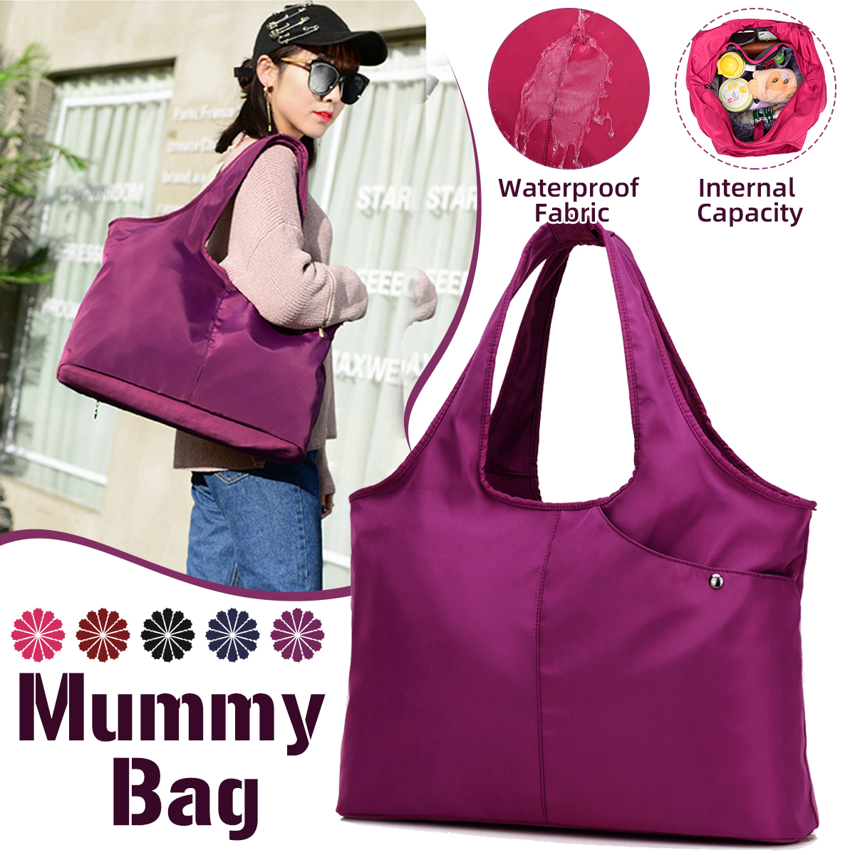 Multifunctional-Waterproof-Nylon-Mummy-Bag-Large-Capacity-Handbag-Shoulder-Bag-1762403-1