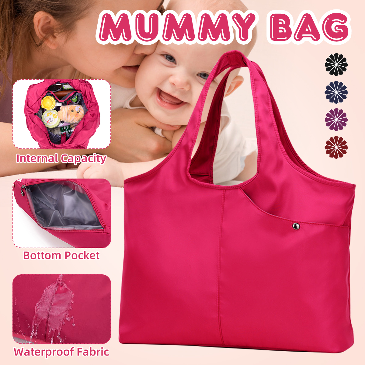 Multifunctional-Waterproof-Nylon-Mummy-Bag-Large-Capacity-Handbag-Shoulder-Bag-1762403-2
