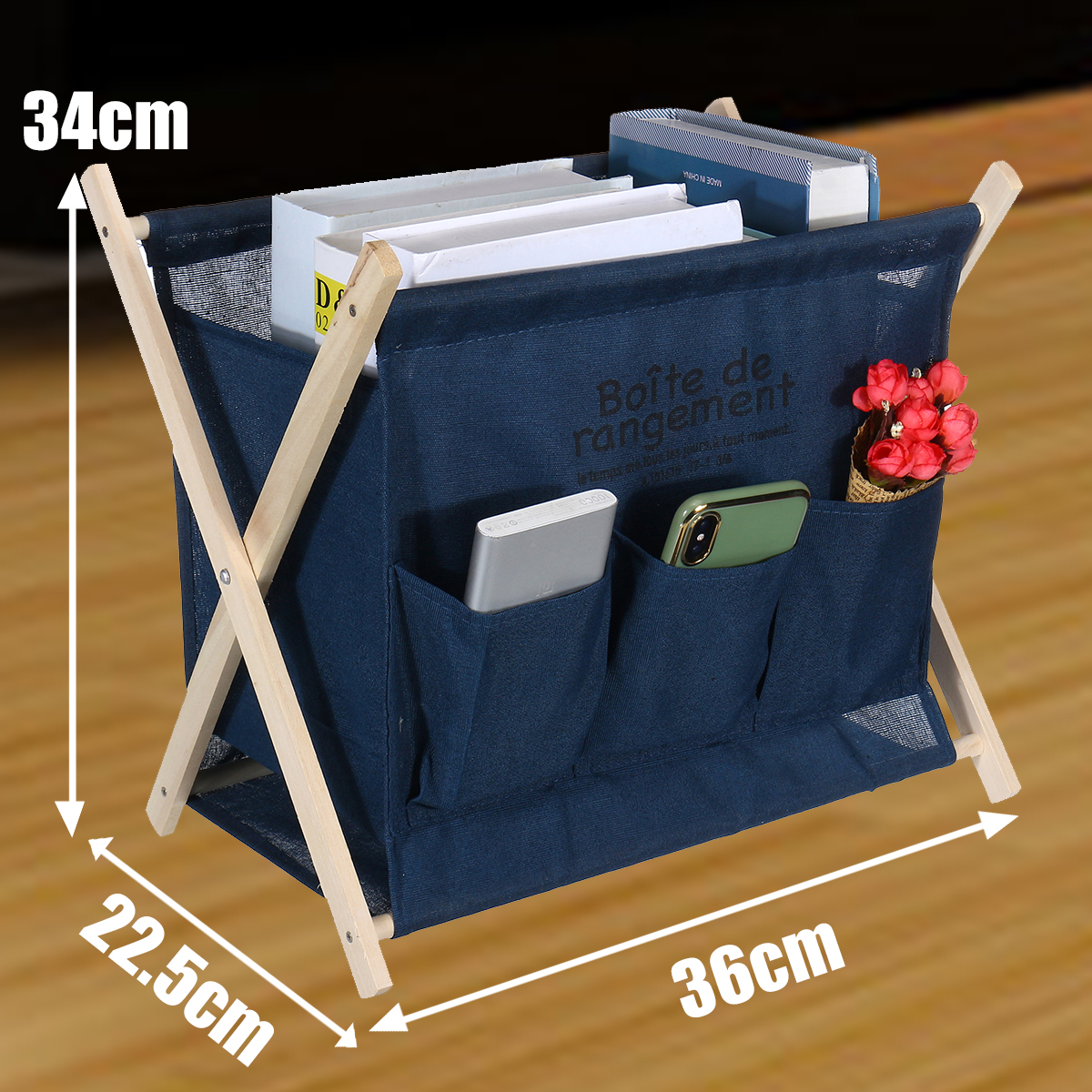 Wooden-Foldable-Large-Capacity-Desktop-Storage-Basket-Portable-Magazine-Newspaper-Rack-With-Side-Poc-1698651-13