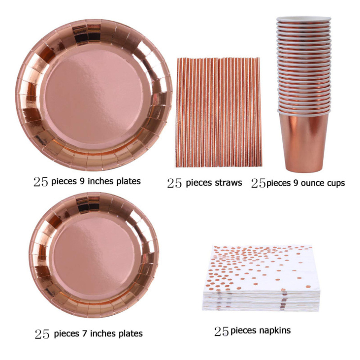 125pcs-Party-Disposable-Tableware-Set-Festival-Paper-Cups-Camping-Fork-Spoon-Rose-Gold-Plates-Straws-1662319-5