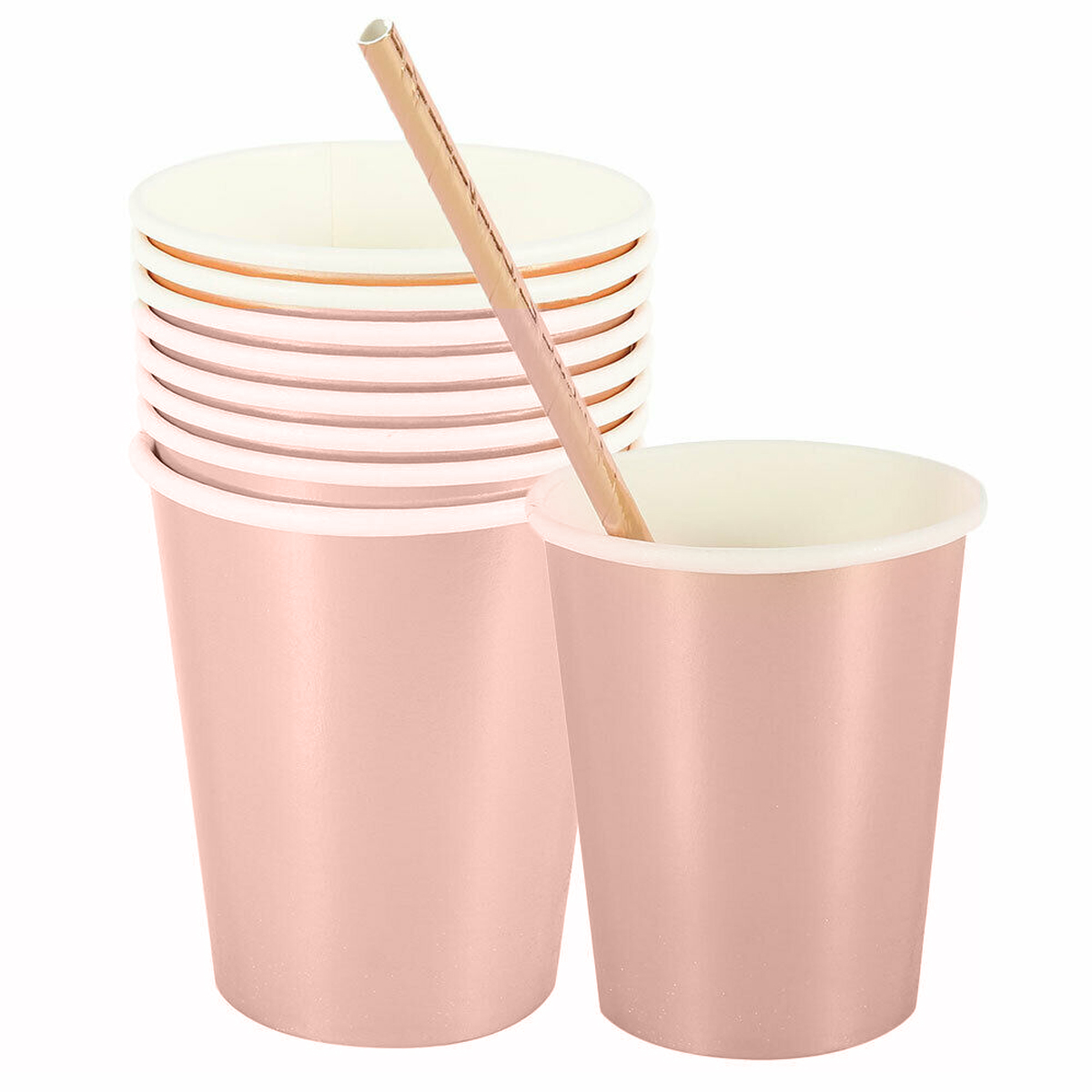 125pcs-Party-Disposable-Tableware-Set-Festival-Paper-Cups-Camping-Fork-Spoon-Rose-Gold-Plates-Straws-1662319-9