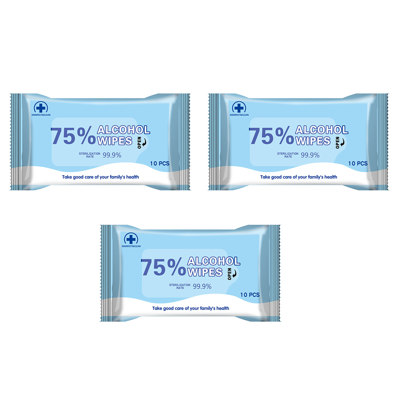 XINQING-3-Packs-Of-10Pcs-75-Medical-Alcohol-Wipes-999-Antibacterial-Disinfection-Cleaning-Wet-Wipes--1651914-1