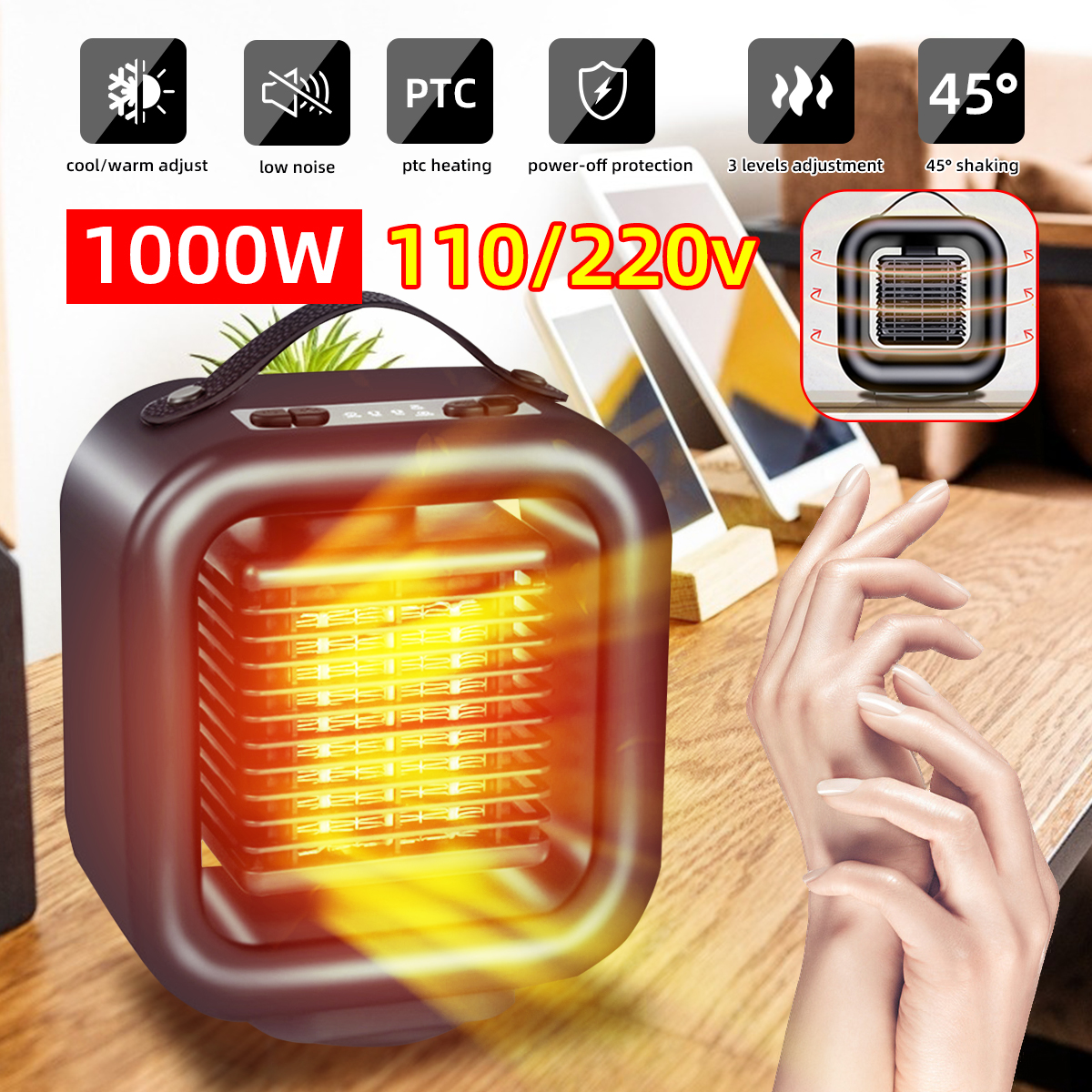 35W650W1000W-Mini-Electric-Heater-3-Heat-Settings-45deg-Shaking-Head-Oscillating-Ceramic-Heater-Camp-1723592-1
