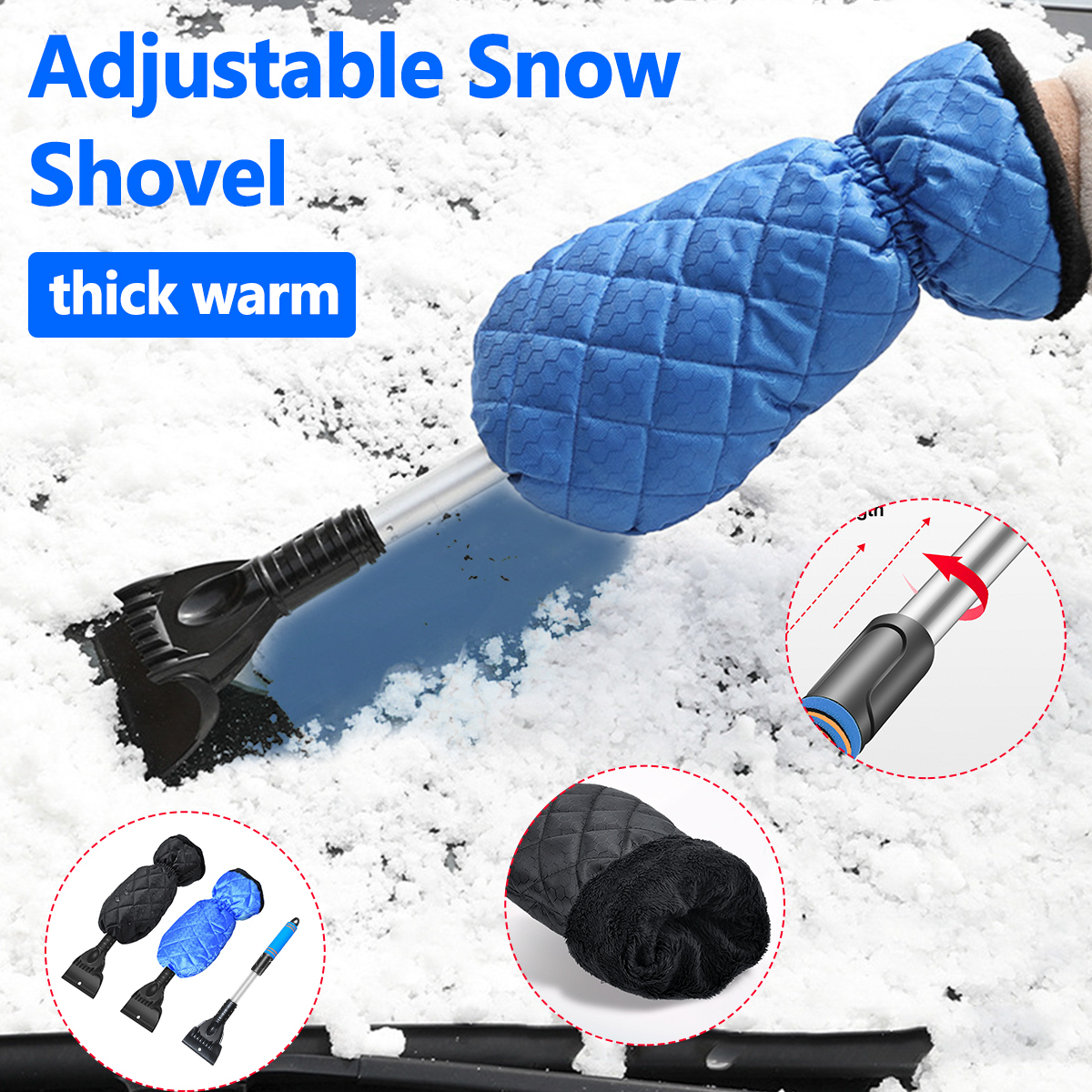 56CM-Telescopic-Rotating-Snow-Shovel-With-Gloves-Vehicle-Winter-Shoveling-Snow-Tools-1786471-2