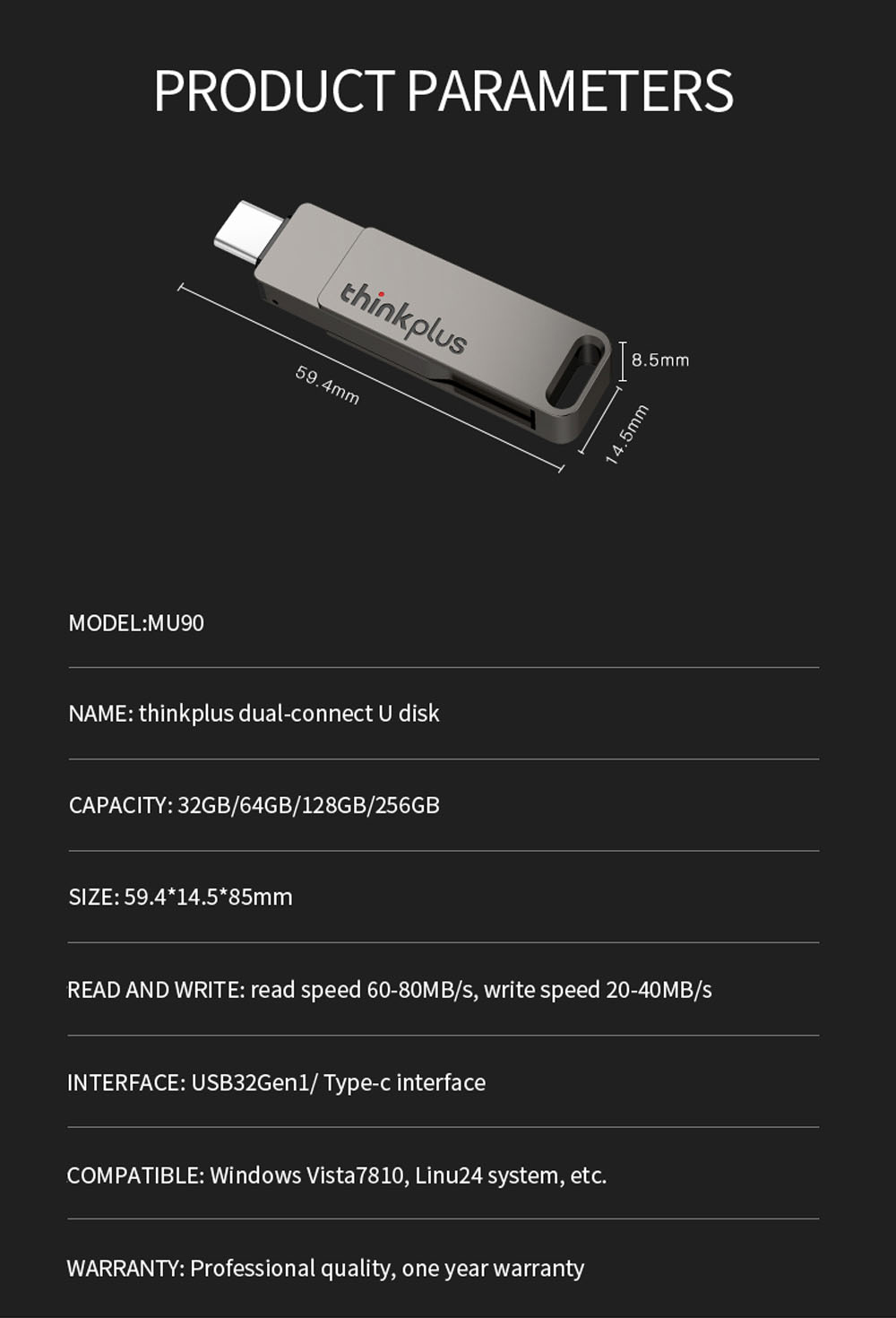 Lenovo-ThinkPlus-MU70-Type-C--USB32-Flash-Drive-Dual-Interface-OTG-3264128256G-Portable-Memory-U-Dis-1967304-6