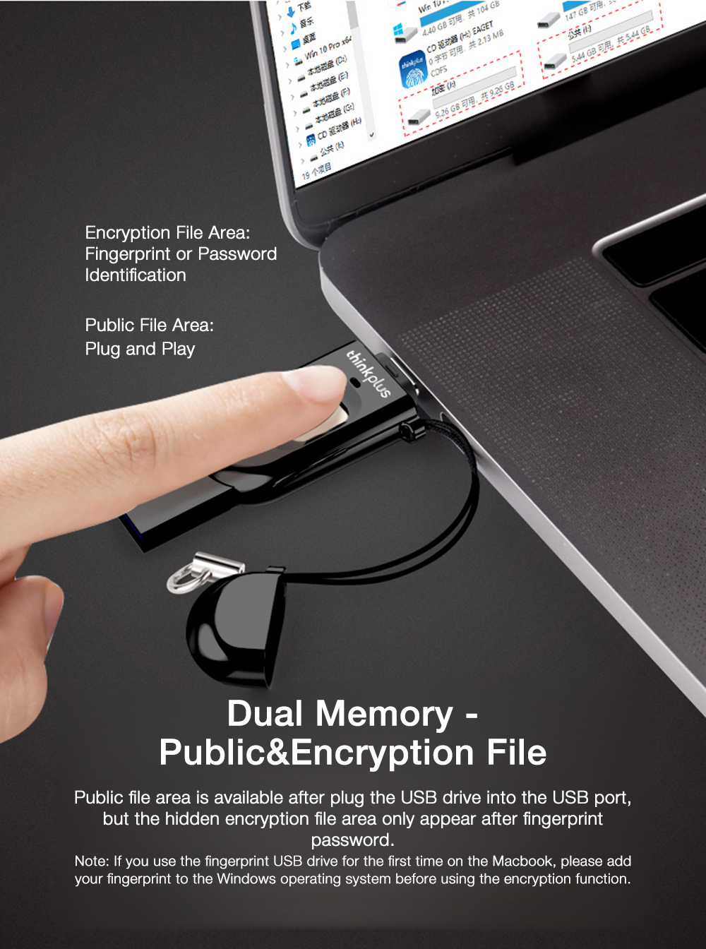 Lenovo-Thinkplus-2-In-1-USB-30-Type-C-Fingerprint-USB-Disk-32G-64G-128G-256G-Pendrive-Privacy-Protec-1942623-5