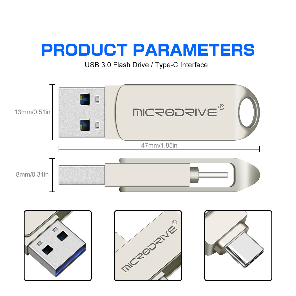 MicroDrive-2-in-1-Type-C--USB30-Flash-Drive-OTG-USB-Driver-32G-64G-128G-256G-Metal-360deg-Rotation-P-1945603-10