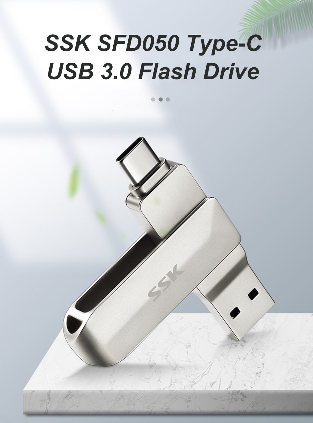 SSK-2-IN-1-Type-C-USB-30-Flash-Drive-360deg-Rotation-Zinc-Alloy-USB-Disk-32G-64G-128G-256G-Portable--1948425-1