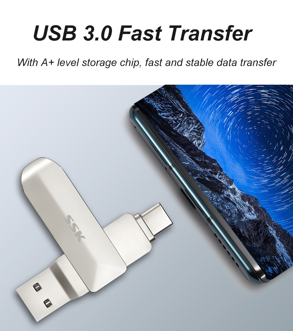 SSK-2-IN-1-Type-C-USB-30-Flash-Drive-360deg-Rotation-Zinc-Alloy-USB-Disk-32G-64G-128G-256G-Portable--1948425-5