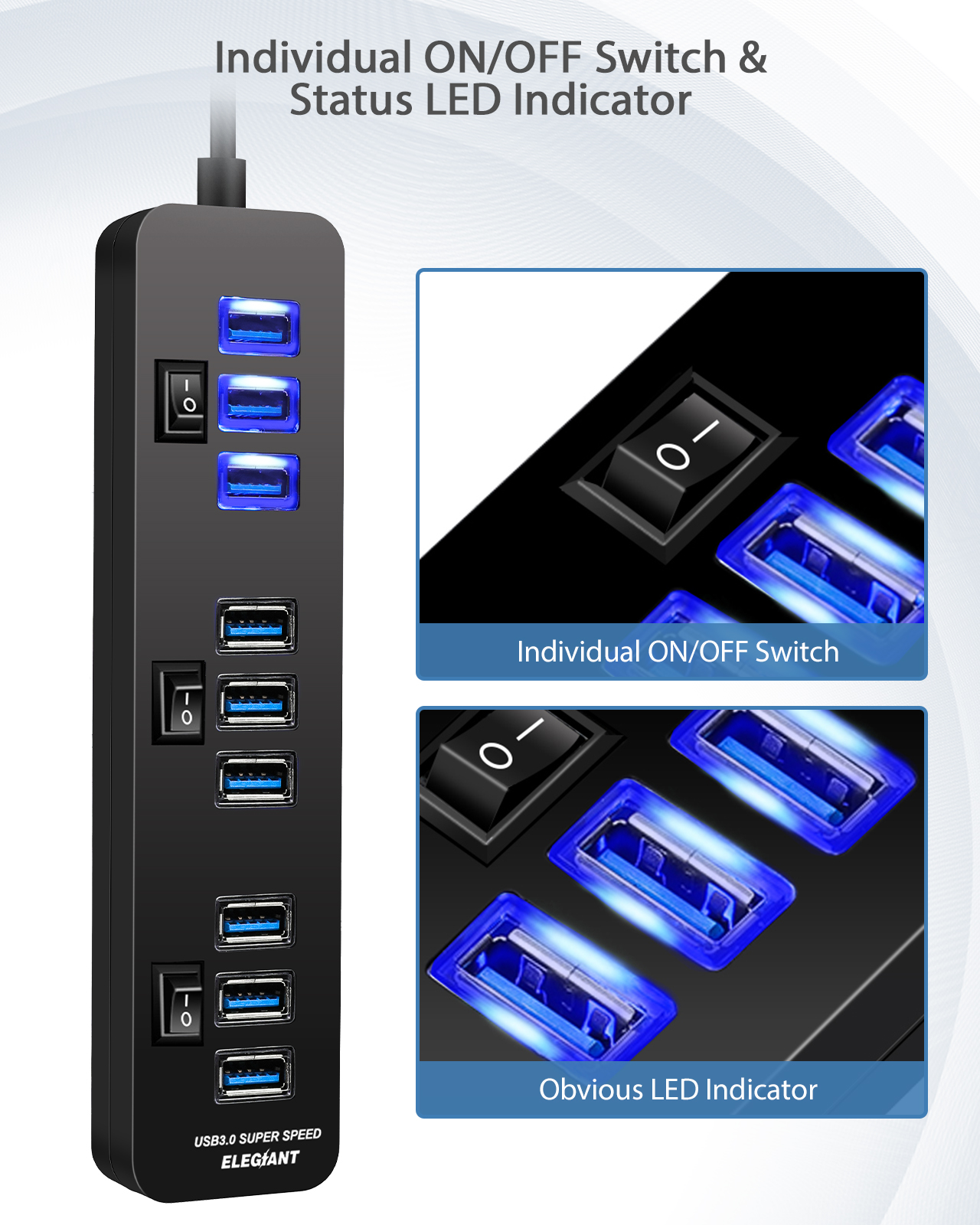 10-Port-USB-Hub-9-Port-USB30-Data-Hub--1-Smart-Charging-Port-with-OnOff-Switches-Power-Adapter-5V4A--1887293-5