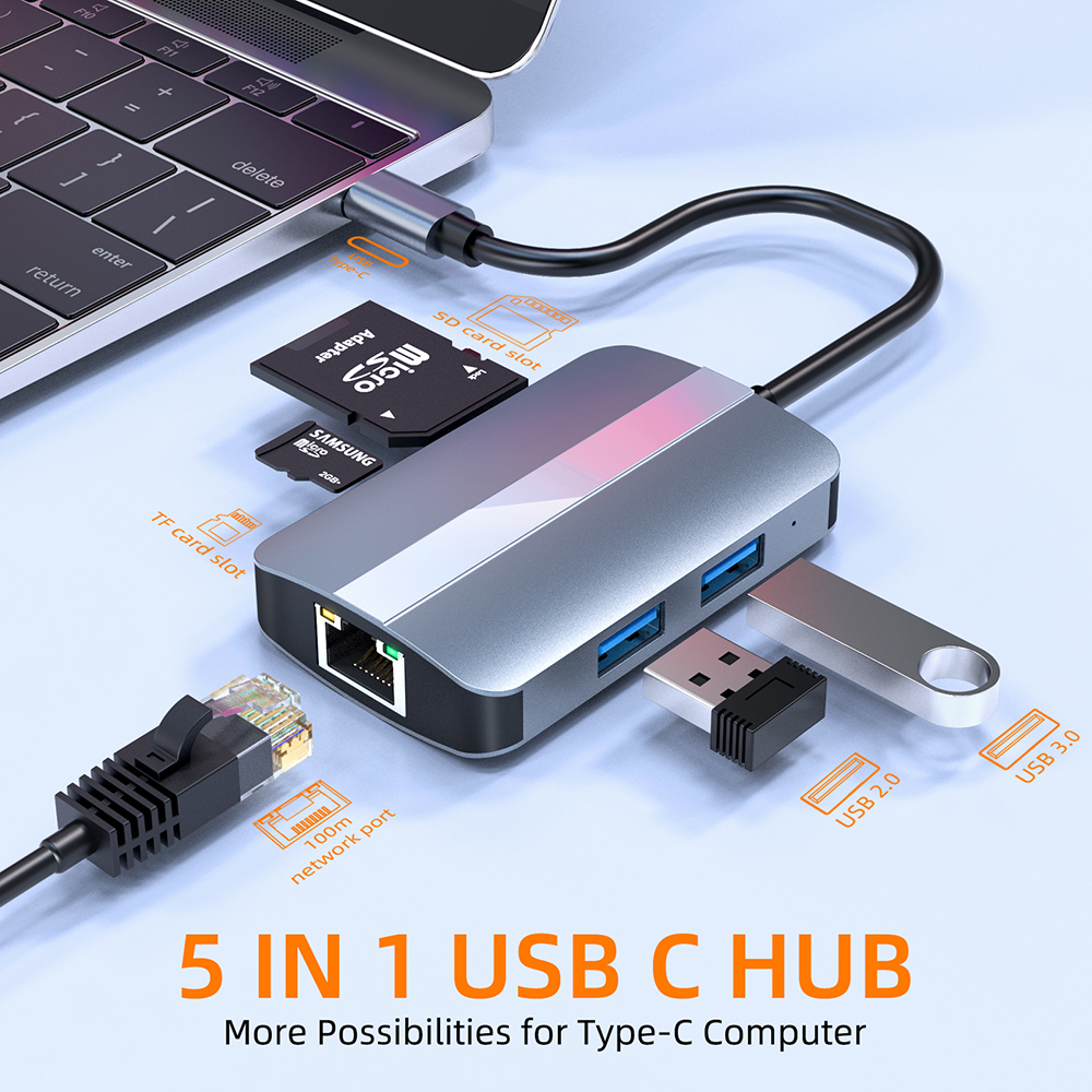 5-IN-1-Type-C-Hub-Docking-Station-USB-C-to-USB-20-USB-30-RJ45-100Mbps-LAN-Ethernet-SDTF-Card-Reader--1943117-2
