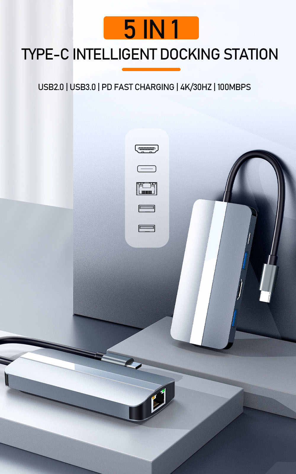 5-in-1-Type-C-Docking-Station-USB-C-Hub-Splitter-Adaptor-with-USB-C-USB30-20-PD-87W-4K30HZ-100Mbps-R-1966683-1