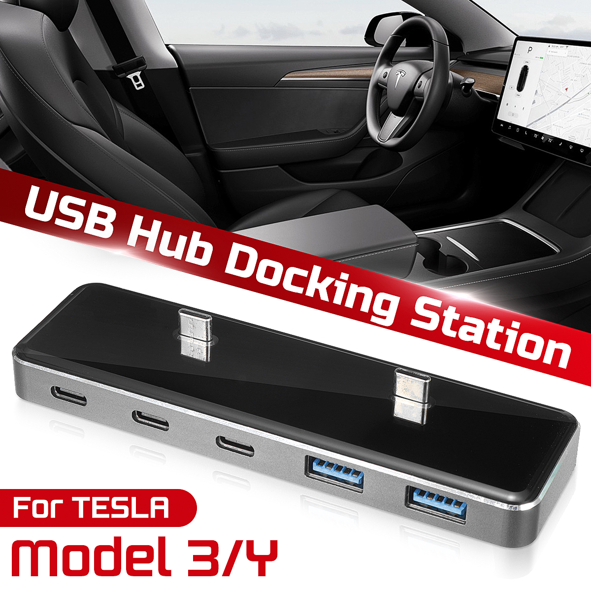 6-in-1-Ports-USB-Hub-Extender-Adapter-Docking-Station-for-Tesla-Model-3Y-1932038-1