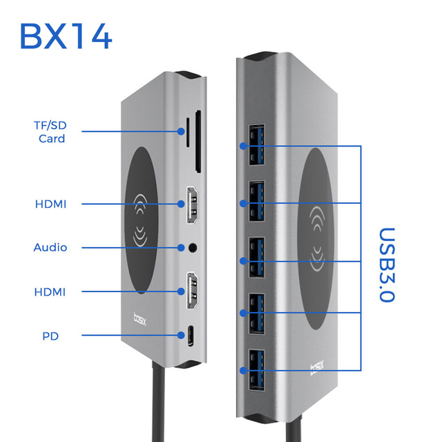 Bakeey-14-In-1-Triple-Display-USB-C-Hub-Docking-Station-Adapter-With-5--USB-30--10W-Wireless-Charger-1694929-2