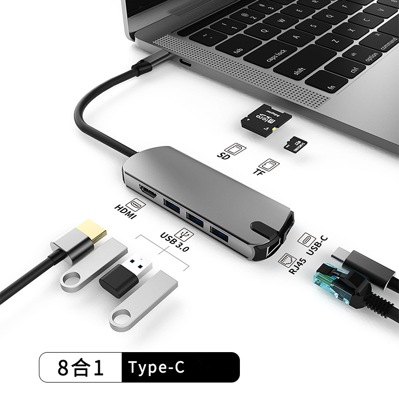 Basix-8-in-1-Type-C-Docking-Station-USB-C-Hub-Splitter-Adapter-with-USB30-USB-C-PD-100W-4K-HDMI-RJ45-1975827-1