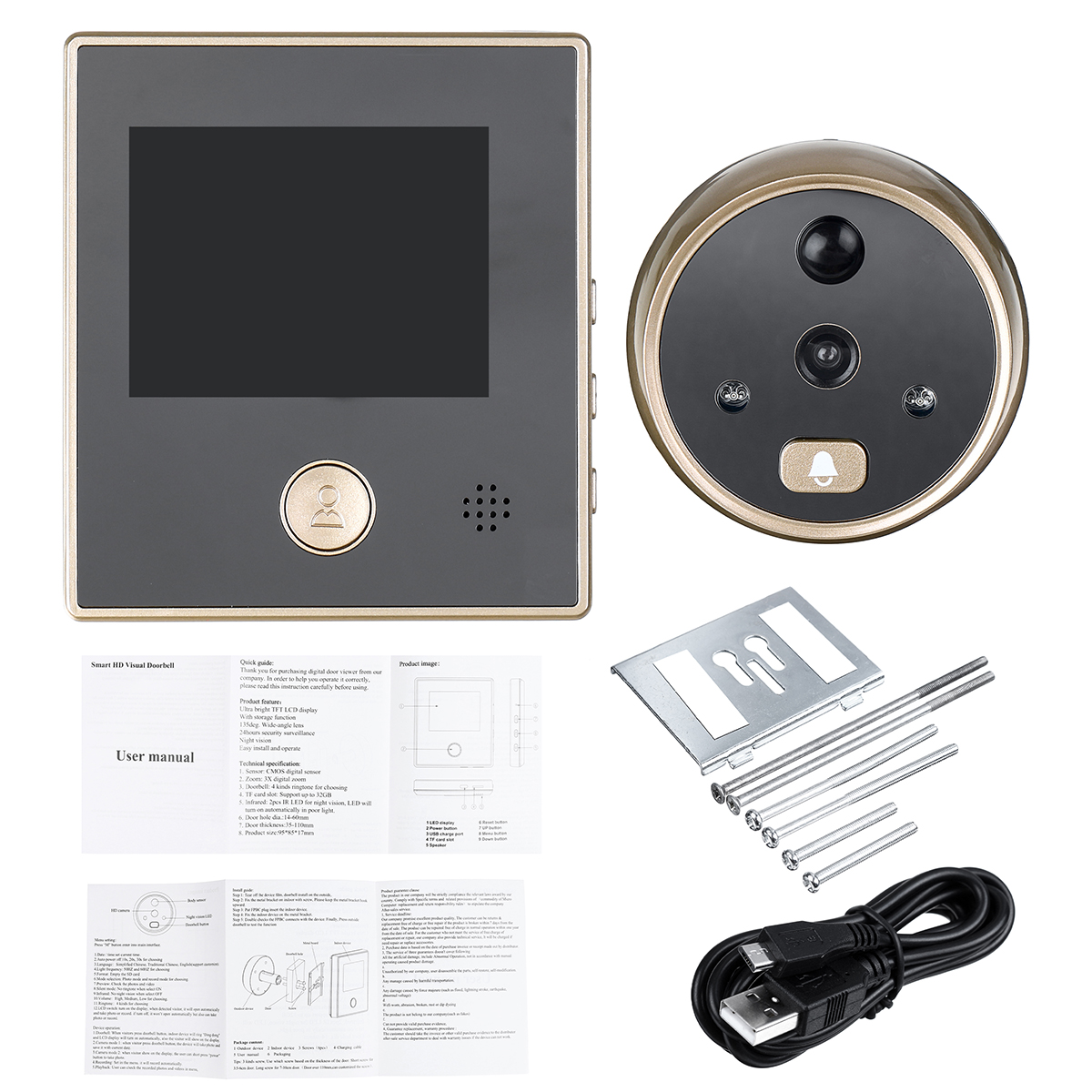 3Inch-LCD-Wired-Digital-Peephole-Viewer-120deg-Door-Security-Doorbell-Video-Camera-1597436-10