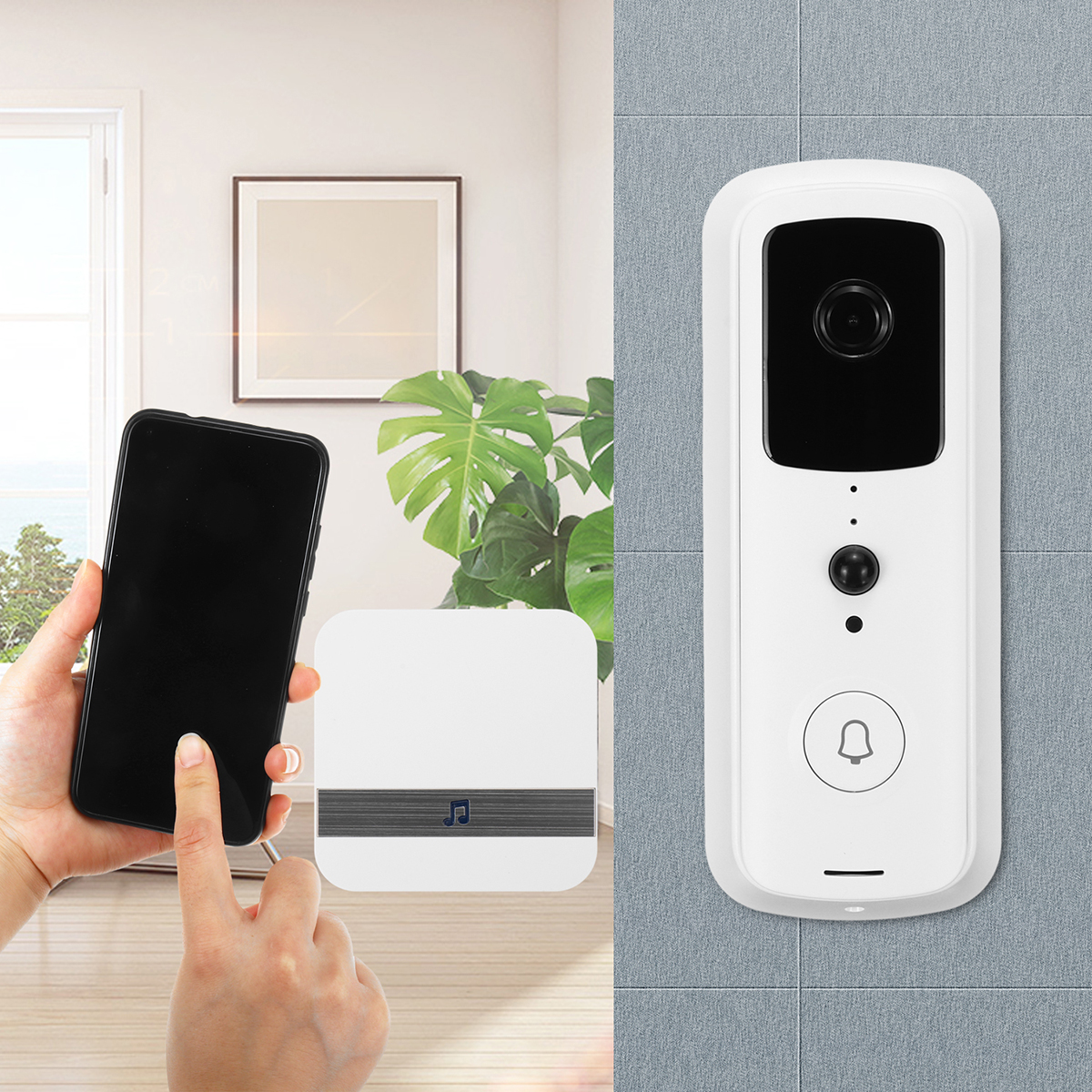 Smart-WiFi-HD-1080P-Video-Doorbell-IR-Visual-Camera-Intercom-166deg-Wide-Angle-Home-Security-Kit-APP-1787890-2