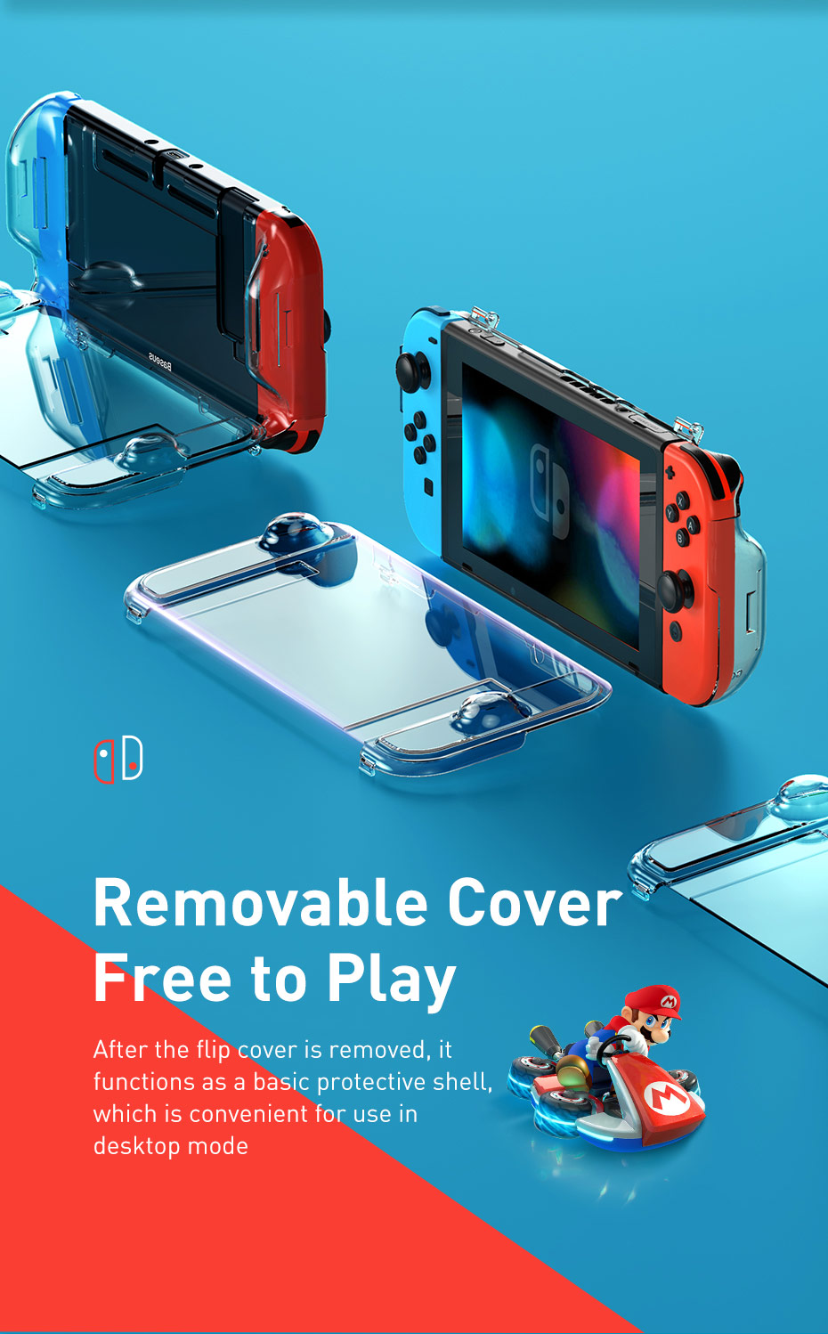 Baseus-SW-GS06-360deg-Filp-Cover-Case-Silicone-Transparent-Protective-Case-For-Switch-1728589-5