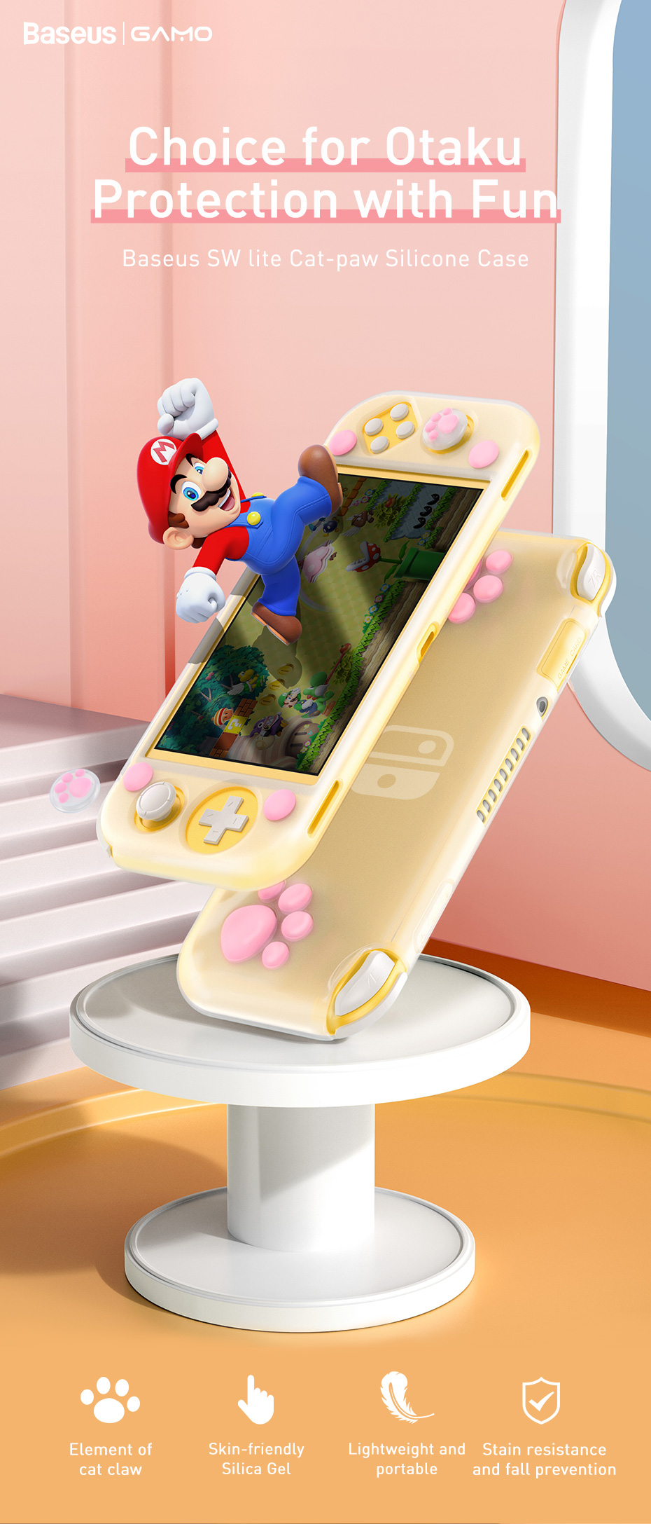 Baseus-SW-Lite-Cat-paw-Silicone-Case-Perfectly-Fits-The-Switch-Gaming-Protective-Case-1728576-1