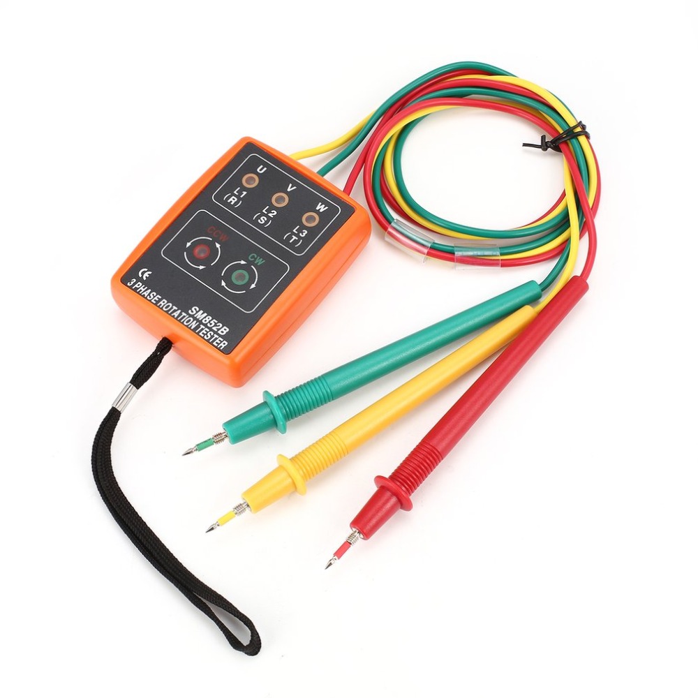 SM852B-60V-600V-AC-3-Phase-Rotation-Tester-Indicator-Detector-Meter-Array-Presence-With-LED-Buzzer-998975-8