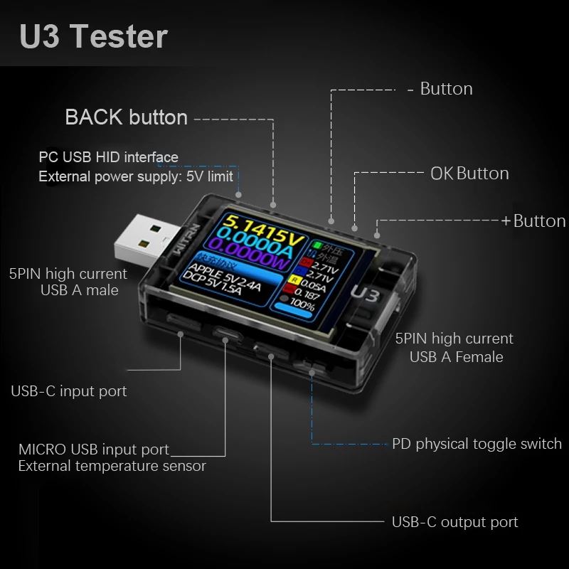 WITRN-U3-USB-Tester-DC4-24V-Current-Voltage-Meter-QC5-PD30-20-PPS-Fast-Charging-Protocol-Capacity-PD-1923504-2