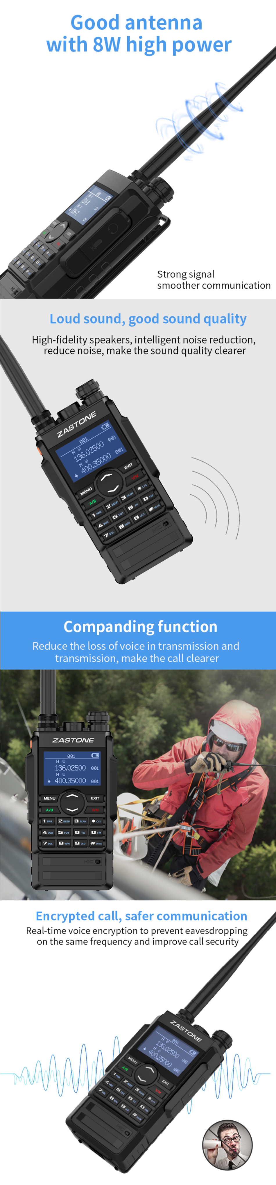 ZASTONE-M7-250-Channels-8W-Walkie-Talkie-VHF-UHF-Portable-Radio-2600mAh-Battery-Two-Way-Radio-Big-Sc-1780216-2