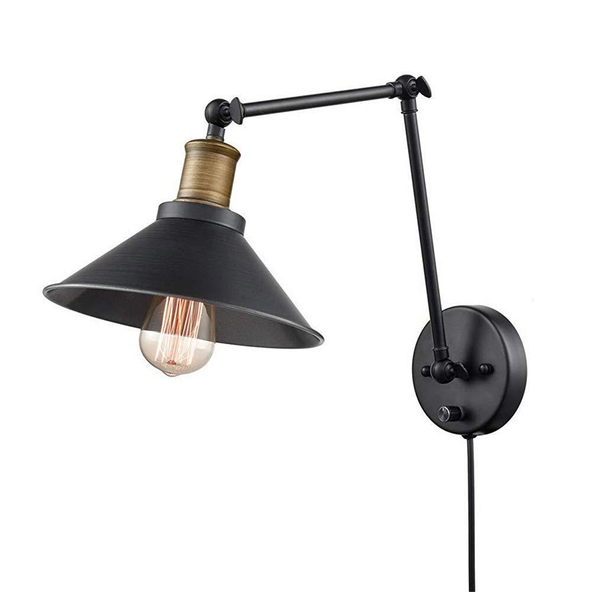 1PCS2PCS-60W-110V-US-Plug-Industrial-Black-Sconce-Adjustable-Swing-Arm-Angle-Vintage-Wall-Mount-Plug-1934780-7