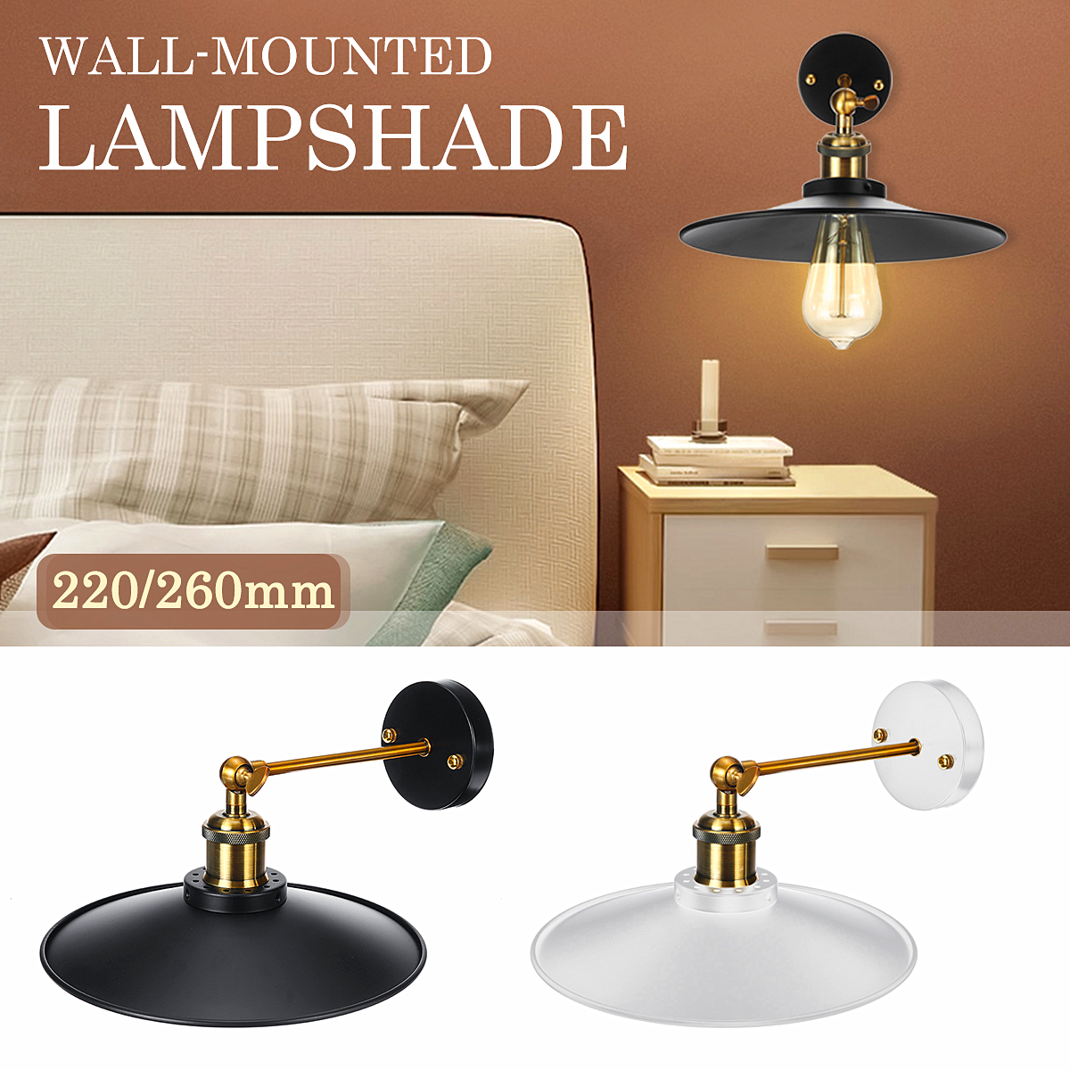 E26-Retro-Metal-Hanging-Wall-mounted-Light-Cover-American-Style-Lampshade-with-Swing-Arm-AC220V-1719676-1