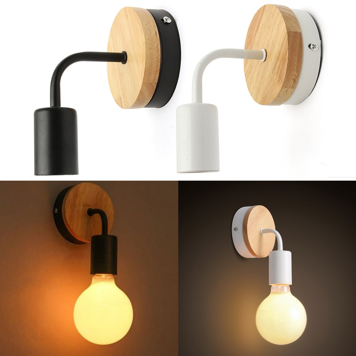 Modern-White-Black-E27-Wall-Lamp-Fixture-Sconce-Holder-Wood-Base-Cafe-Home-Decor-1115585-1