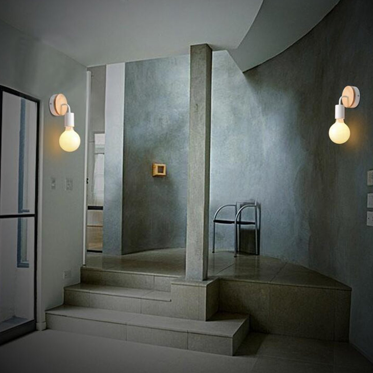 Modern-White-Black-E27-Wall-Lamp-Fixture-Sconce-Holder-Wood-Base-Cafe-Home-Decor-1115585-2