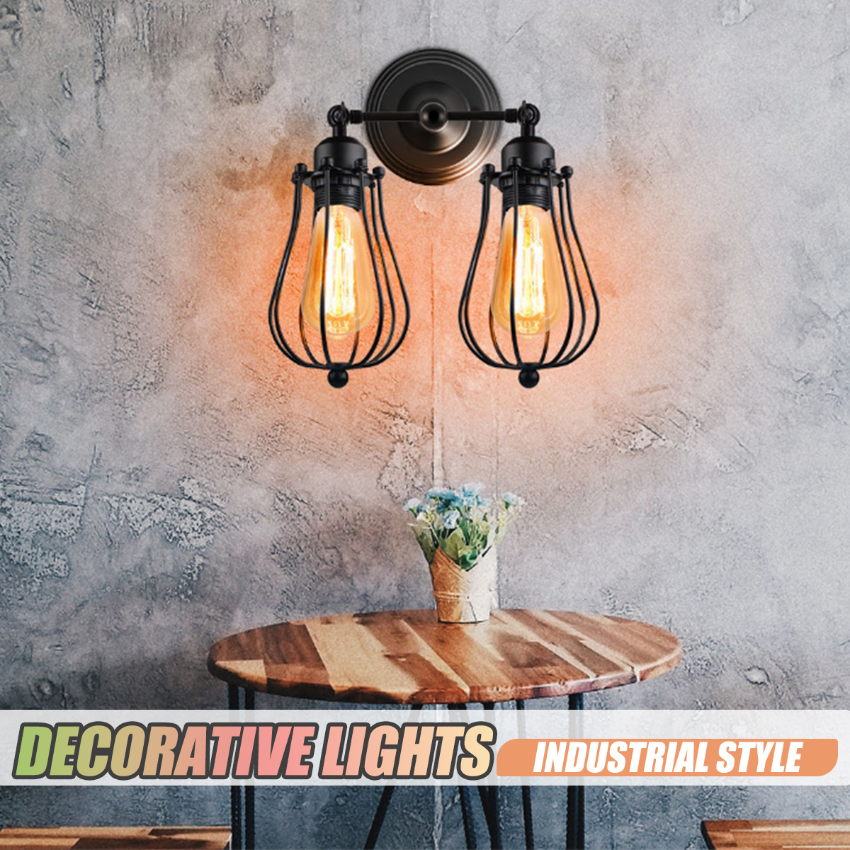 Vintage-Industrial-Wall-Light-Mounted-Sconce-Iron-Retro-Lamp-Fixture-Room-Decor-1682933-2