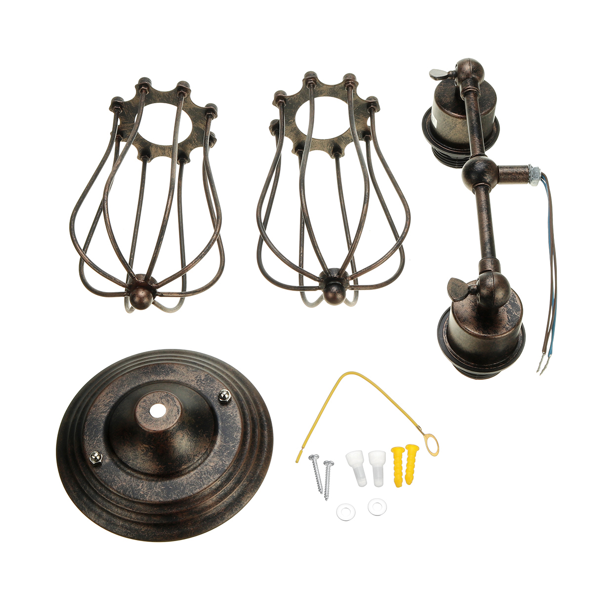 Vintage-Industrial-Wall-mounted-Metal-Cage-Wall-Sconce-Lampshade-Light-Shade-Without-Bulb-1721820-6