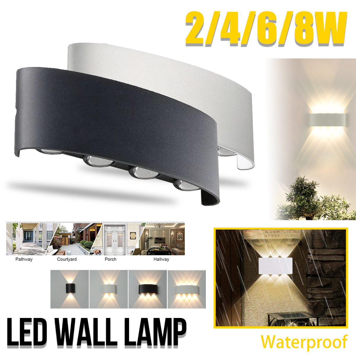 Waterproof-2-8W-LED-Wall-Light-Up-Down-Lighting-Sconce-Lamp-Indoor-Outdoor-IP65-1850910-4