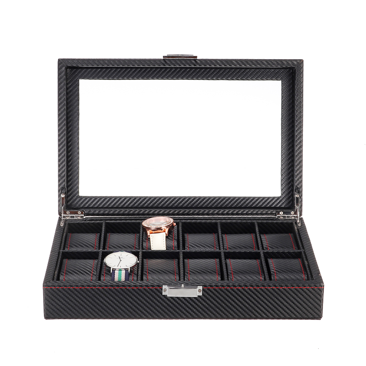 1012-Slots-Carbon-Fibre-Pattern-PU-Leather-Watch-Box-Jewellery-Display-Collection-Storage-Box-1649761-2