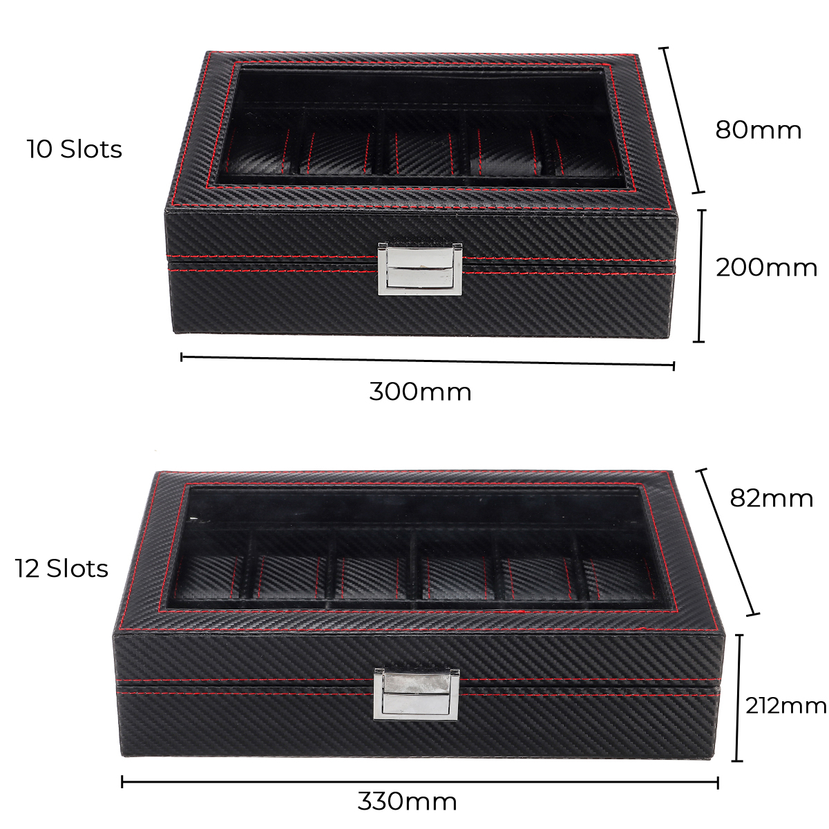 1012-Slots-Carbon-Fibre-Pattern-PU-Leather-Watch-Box-Jewellery-Display-Collection-Storage-Box-1649761-10