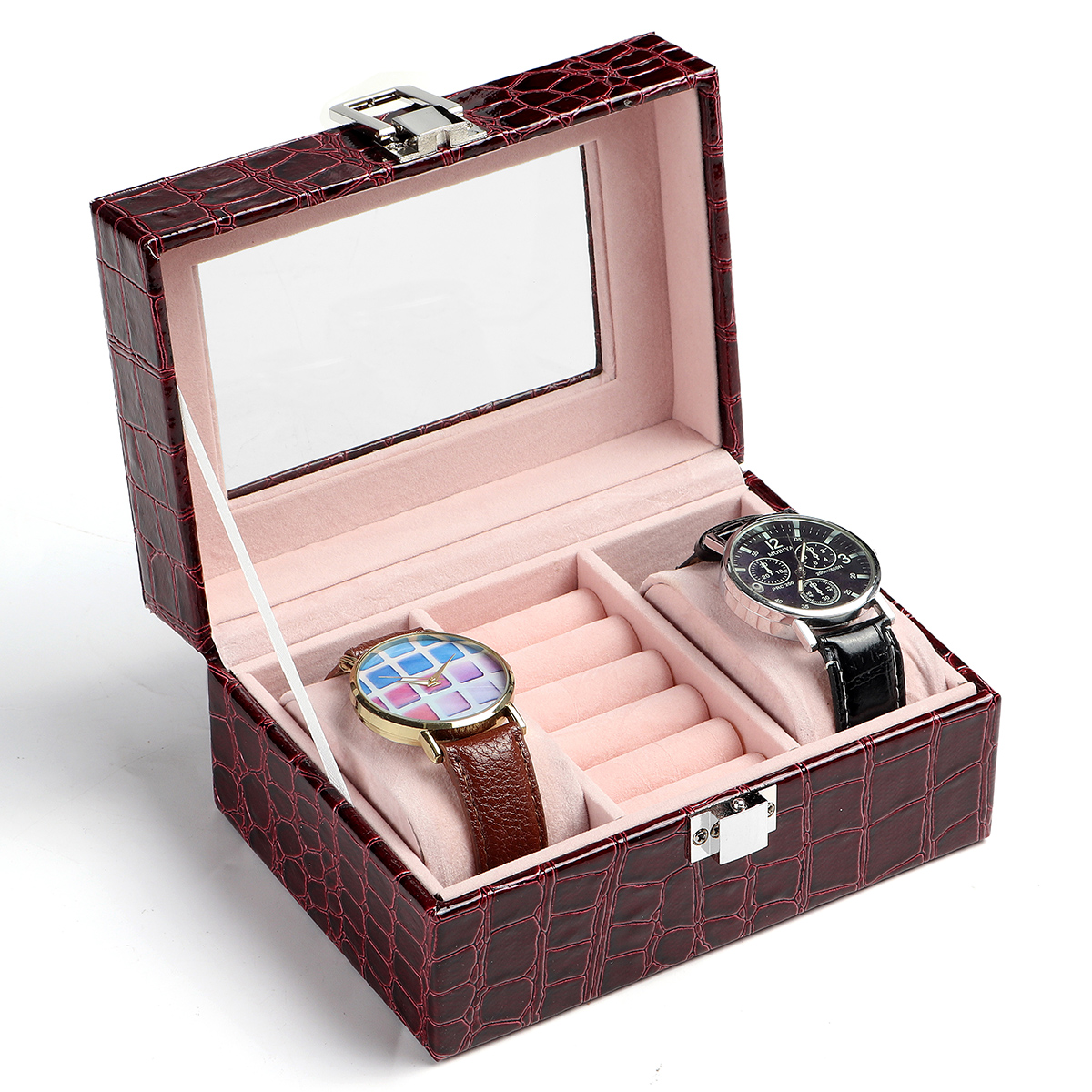 Deffrun-261020-Slots-Jewelry-Watch-Display-with-Window-Watch-Box-1700301-4