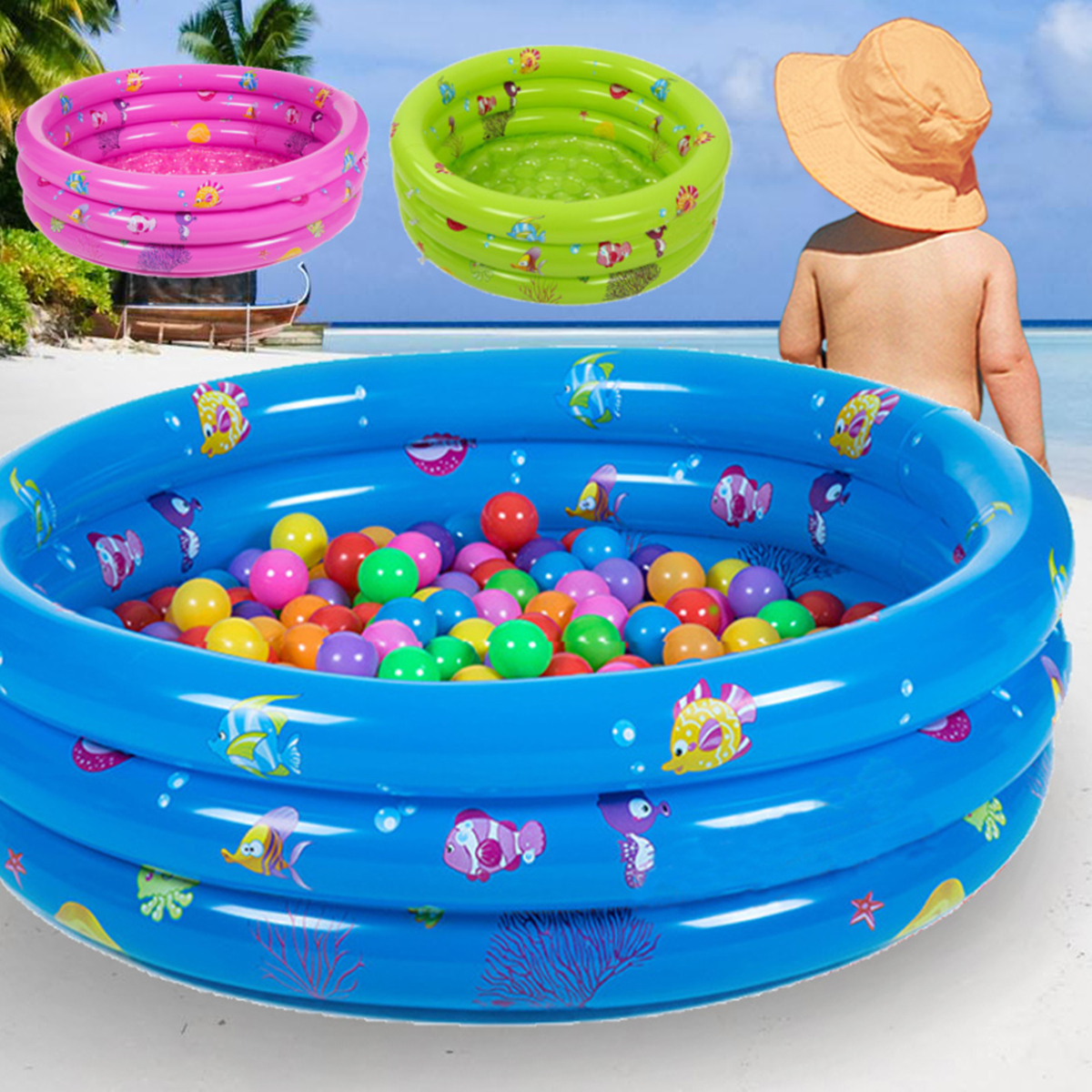 80CM-3-Ring-Inflatable-Round-Swimming-Pool-Toddler-Children-Kids-Outdoor-Play-Balls-1245092-1