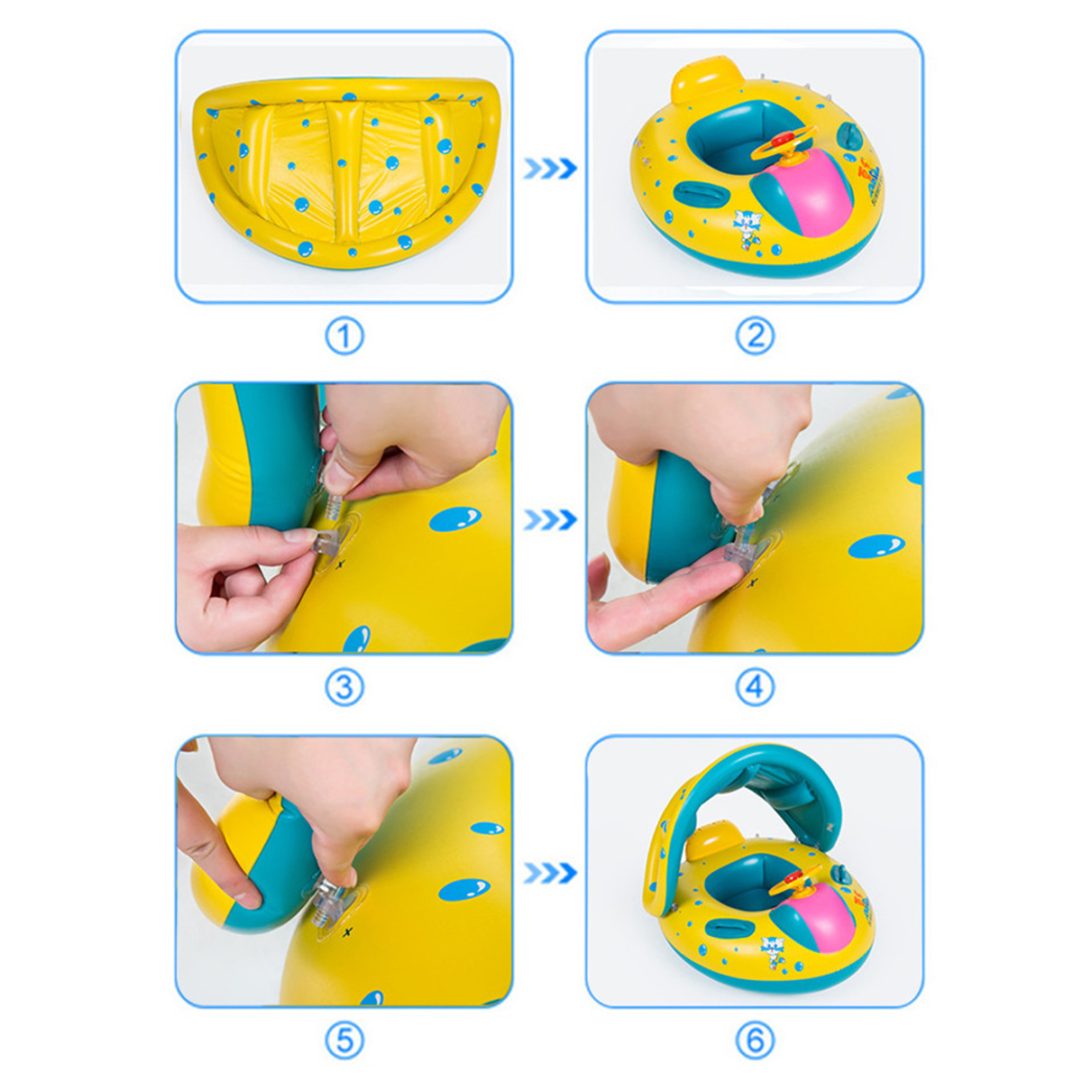 Adjustable-Sunshade-Baby-Swim-Inflatable-Float-Seat-Boat-Swimming-Ring-52291-7
