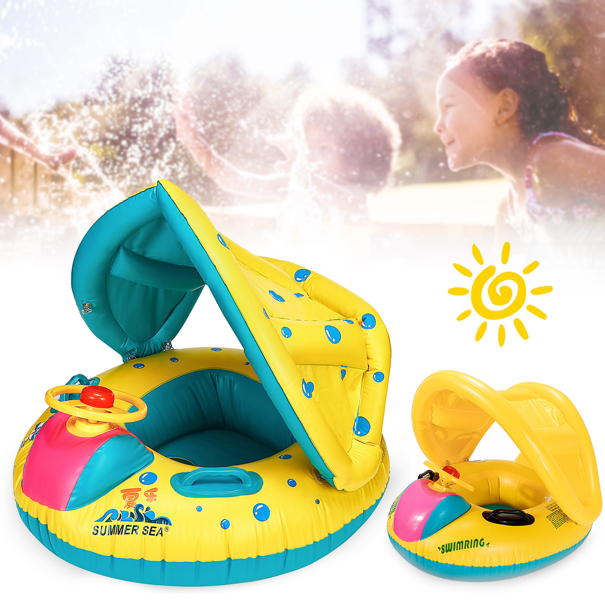 Adjustable-Sunshade-Baby-Swim-Inflatable-Float-Seat-Boat-Swimming-Ring-52291-9
