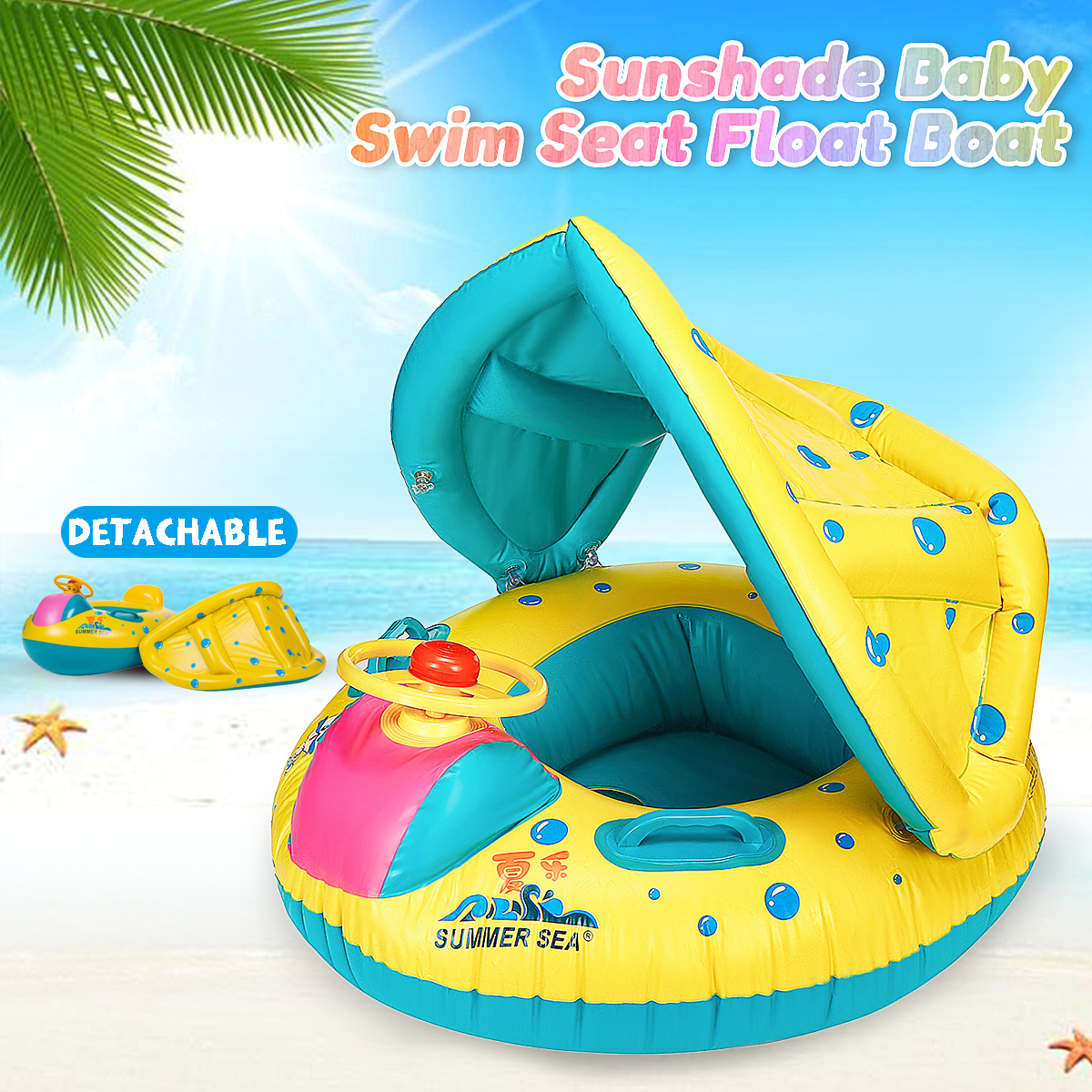 Baby-Inflatable-Swimming-Float-Ring-PVC-Lying-Water-Seat-Boat-Sunshade-Pool-Mattress-with-Canopy-Kid-1869041-1