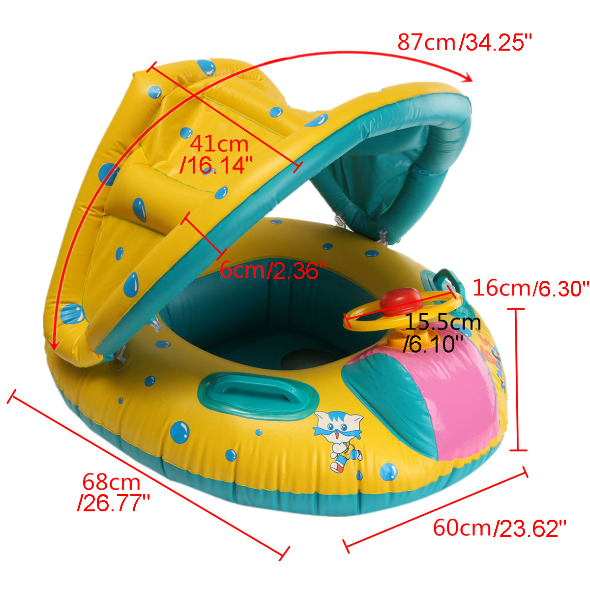 Baby-Inflatable-Swimming-Float-Ring-PVC-Lying-Water-Seat-Boat-Sunshade-Pool-Mattress-with-Canopy-Kid-1869041-2